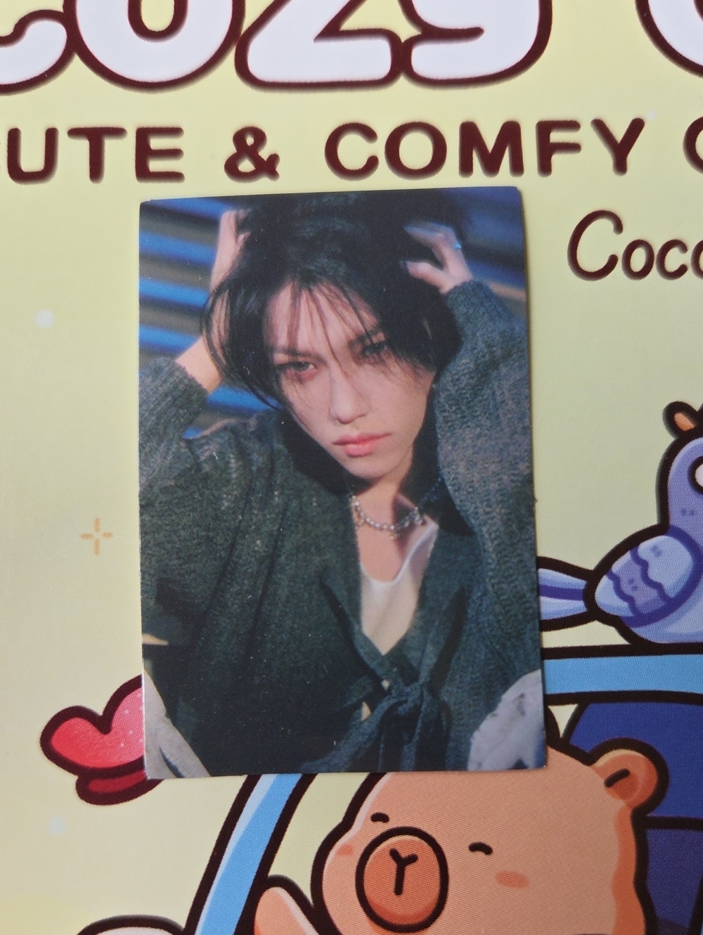 K-Pop Featuring Dark-Haired Idol in Gray Knit Cardigan Straykids Sticker